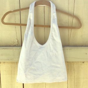 White halter crop top